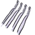 Close-up detail of handcrafted color-blocked woven nylon lanyards for DIY accessories. - Length approx 25cm / Light Purple + Black