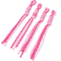 Pink white braided nylon lanyard detail, handmade keychain accessory, DIY craft supply 4pcs - Length approx 25cm / Rose Red + Pink