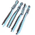 Detailed view of four handmade braided nylon lanyards featuring stylish blue and brown color blocks. - Contrast Color Hand-Woven Lanyard / Approx. 25cm (Pack of 4) / Light Blue + Coffee