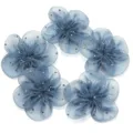Blauer Netzstoff Blüte Aufnäher Details, glänzende Strass DIY Kleidung Zubehör, Basteldekoration. - 5 Stück / Denim-Blau