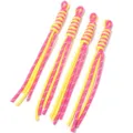 Detailed view of handmade pink and yellow woven nylon lanyard pendant, close-up texture. - Length Approx. 25cm (46g/Pack) / Rose Red + Yellow