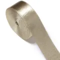 Gold double-sided shimmering ribbon for gift wrapping, crafts, and festive decoration. - Champagne