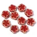 Perline di fiori in ceramica fatte a mano fai da te gioielli braccialetto collana accessori - Rosso Smaltato Floreale a Cinque Petali