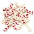 Embroidered cotton ribbon bows with red and gold heart patterns for gift packaging crafts. - Gold and Red (5 Each Mixed) / 10 Pieces/Pack