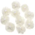 Nahaufnahme von weißem Tüll Netz Plissee Blume mit Perle für DIY Handwerk und Nähen. - Beige