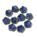 Perline sfuse in ceramica a cinque petali, accessori per gioielli fai da te blu forno. - Blu Pelle di Tigre a Cinque Petali