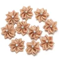 Detail shot of champagne polyester ribbon flowers with sparkling rhinestone centers. - Flower Diameter 3cm / Brown
