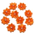 Orange ribbon flowers with rhinestones, DIY craft hair accessories clothing apparel decor details. - Flower Diameter 3cm / Orange