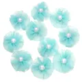 Hellblaue Tüll Netzblume Detail mit Perle in der Mitte für DIY Handwerk Zubehör. - Mintgrün