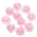 Rosa Netzstoff Perle Plissee Blume DIY Zubehör für Haarnadeln, Kleidung, Taschen und Schuhe. - Rosa