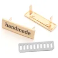 DIY handmade bag metal label tag gold hardware accessory with backing plate for crafting - Square Label / 4*1.2cm (2 Sets/Pack) / Gold