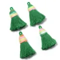 Close-up detail of gradient short fluffy tassel pendant, perfect for DIY handmade jewelry and bags. - Length approx 4cm / Dark Green