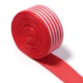 Red white striped grosgrain ribbon roll, ideal for DIY bows, gift wrapping, hair accessories. - Width 2.5cm / Red