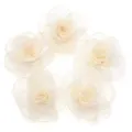 Transparente Mesh Kamelie Blumen Detailansicht, leichte Stoff DIY Bastelzubehör für Haarschmuck. - Blütendurchmesser 4,5cm / Champagner