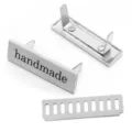 DIY handmade bag metal tag accessory with secure prongs and backing plate for crafts. - Square Label / 4*1.2cm (2 Sets/Pack) / Silver