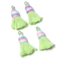 Gradient short tassel charms for DIY jewelry earrings bag pendants craft sewing accessories - Length approx 4cm / Light Green