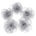 Graue Organza transparente Blumen DIY Accessoires fuer Haarklammern Kleidung Taschen. - Blütendurchmesser 4,5cm / Grau
