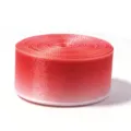 Close-up detail of the gradient ribbon roll, showing smooth color transition and glossy texture. - 2.5CM Wide / Red