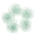 Hellgrüne transparente Netz-Kamelienblüten 5er-Set für DIY-Haarschmuck und Dekoration. - Blütendurchmesser 4,5cm / Grün