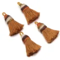 DIY handmade tassel charms, gradient metallic cotton thread pendants for earrings bags crafts - Length approx 4cm / Earthy Yellow