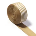 Gold and white striped ribbed webbing detail, ideal for DIY hair bows, gift wrapping, and bag straps. - Width 2.5cm / Gold