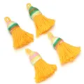 Gradient short fat shiny silk cotton tassel detail view for diy handmade jewelry - Length approx 4cm / Golden