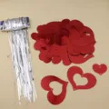 Red heart hanging pendants and silver tinsel fringe curtain for party wedding decor. - 50 Large Hollow + 50 Small Hearts + Rain Silk / 100 Pieces/Pack / Red
