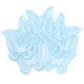 Close-up detail shot of light blue double-layer 3D lace butterfly applique embroidery. - Approx 5.5X6cm / Blue