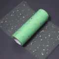Green sequin tulle mesh roll detail close-up for DIY crafts, party decor, and apparel sewing. - Sparkling Sequin Mint Green