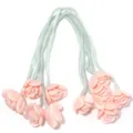 Polyester ribbon rose flower detail showing pink buds and green stems for craft decor. - 40cm Ribbon Flower OD 3cm / Pale Green
