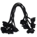 Black fabric rose flower cord detail, perfect for hair accessories or bag charms. - 40cm Ribbon Flower OD 3cm / Black