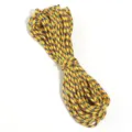 Corde en polyester tressée multicolore en détail, idéale pour loisirs créatifs et lacets. - Diamètre environ 2mm / Camouflage Jaune
