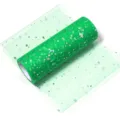 Green glitter tulle mesh roll detail showing sparkling sequin texture for DIY craft and decor. - Sparkling Sequin Christmas Green
