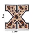 Patch lettre X brodé en polyester motif léopard pour vêtements chapeaux sacs et coques DIY. - Lettre X