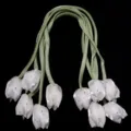 Bourgeons de tulipe en satin blanc avec strass et rubans verts pour la mode et l'artisanat. - 5 Pièces / Strass Beige