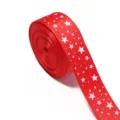 Red grosgrain ribbon with white star print, perfect for DIY hair crafts and decor. - Ten Yards Pack / Red