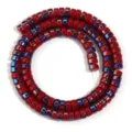 Detailansicht von Glas-Rondellperlen, leuchtend rot mit galvanisiertem Blau für DIY Schmuck. - 110 Stk/Pack (3*6mm) / Rot mit blauem Glanz