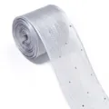 Silbernes Netz-Strassband Detailansicht, glitzernde Dekoborte für DIY-Basteln und Geschenkverpackung. - Breite 4cm 5 Yards/Rolle / Silber
