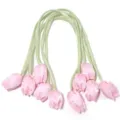 Accessoire ruban strass tulipe rose pour attaches cheveux, sacs, chaussures et vetements. - 5 Pièces / Gypso Rose