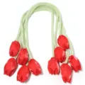 Détail de ruban bourgeon de tulipe rouge, idéal pour vêtements, sacs et décoration artisanale. - 5 Pièces / Gypso Rouge Vif