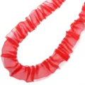 Rotes plissiertes Chiffon Rüschenband Detailaufnahme, ideal für DIY Bastelarbeiten und Dekoration. - Breite 2.5cm / Rot