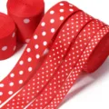 Red white polka dot grosgrain ribbon for DIY hair bows gift wrapping and holiday party decoration. - Ribbon Width 1.5cm (10 Yards/Roll) / Red