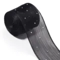 Schwarzes Mesh-Strass-Band für DIY-Schleifen, Blumenverpackung und Bekleidungszubehör. - Breite 4cm 5 Yards/Rolle / Schwarz