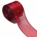 Rotes transparentes Strass-Netzband fuer Blumenverpackungen und DIY-Haaraccessoires. - Breite 4cm 5 Yards/Rolle / Rot