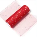 Red glitter tulle roll fabric for DIY crafts, wedding party dress decoration and bows. - Sparkling Sequin Bright Red