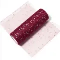 Burgundy glitter tulle fabric roll for DIY crafts, hair bows, and party decoration. - Sparkling Sequin Wine Red