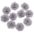 Close-up detail of grey chiffon flower lace trims, perfect for DIY hair accessories and apparel. - 10 Pieces/Pack (2cm Diameter) / Gray