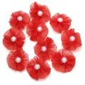 Rote Mesh-Plissee-Blumen-Accessoires mit weißer Perle für DIY-Basteln und Kleidung. - Rot