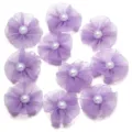Lila Netz Perle gefaltete Blumen DIY Haarspange Kleidung Zubehör Bastelbedarf Set - Lila
