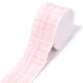 Pink tweed ribbon trim detail featuring classic grid pattern and delicate white scalloped edge. - 4cm Width x 3 Yards Length / Pink